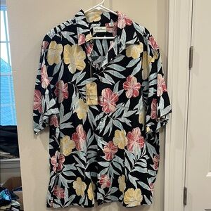 NWT Caribbean Men's Floral Black Shirt- 3XB